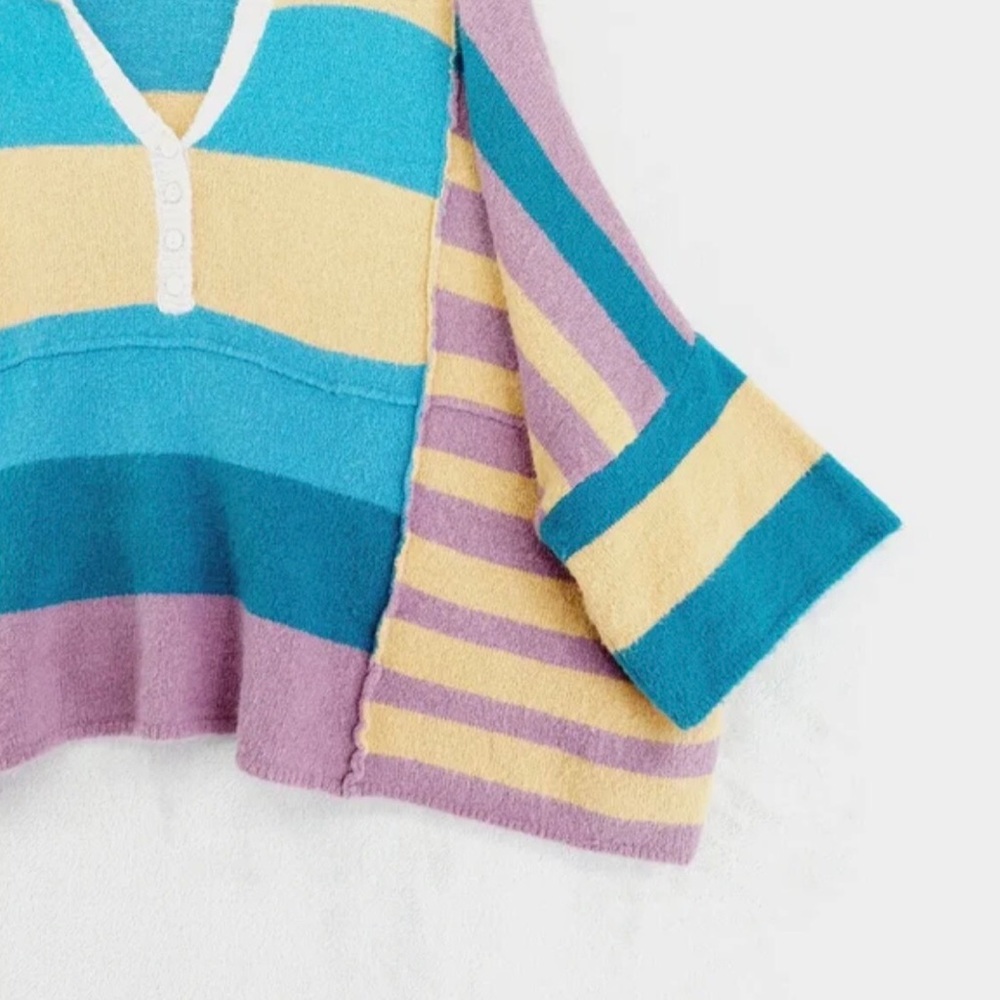 Easel Multi-Stripe Collared Super Soft Sweater - image 4